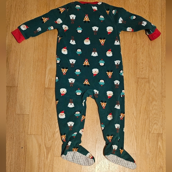 (2 for$15) Fleece holiday sleeper footies with grips, Santa, penguin - Picture 4 of 6